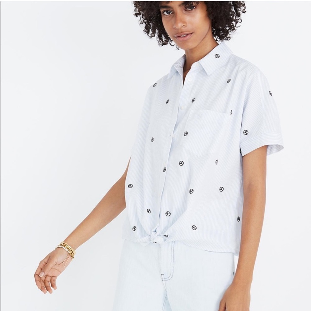 Madewell • Peace Sign Short Sleeve Button Up Shirt
